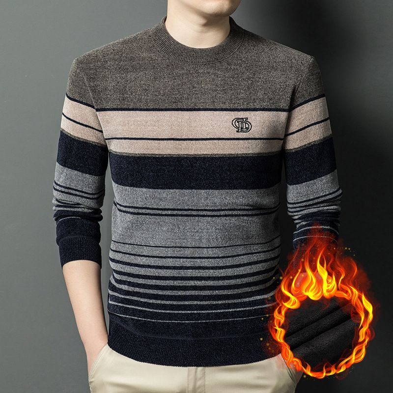 š„Hot Saleš„Menās Chenille Round-neck Thickened Plush Lined Warm Sweater