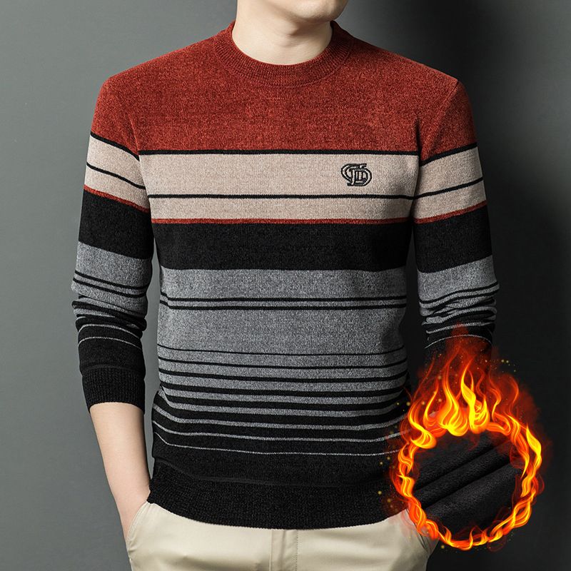 š„Hot Saleš„Menās Chenille Round-neck Thickened Plush Lined Warm Sweater
