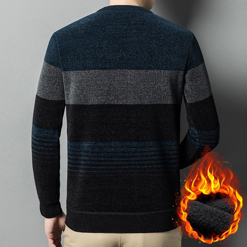š„Hot Saleš„Menās Chenille Round-neck Thickened Plush Lined Warm Sweater