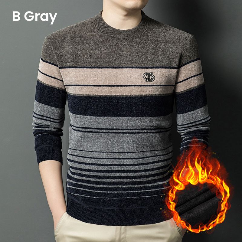 š„Hot Saleš„Menās Chenille Round-neck Thickened Plush Lined Warm Sweater