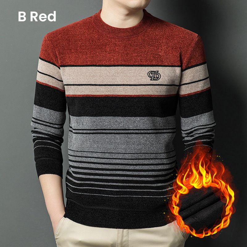 š„Hot Saleš„Menās Chenille Round-neck Thickened Plush Lined Warm Sweater