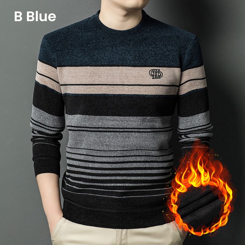š„Hot Saleš„Menās Chenille Round-neck Thickened Plush Lined Warm Sweater
