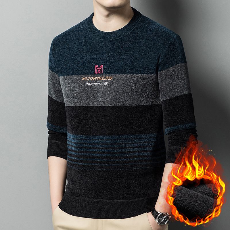 š„Hot Saleš„Menās Chenille Round-neck Thickened Plush Lined Warm Sweater