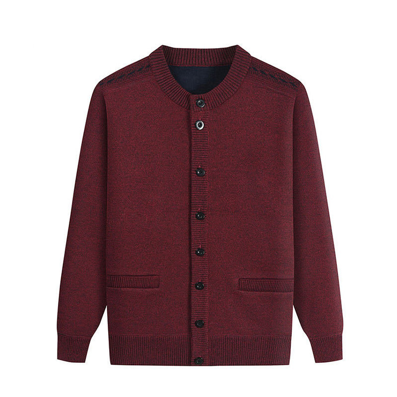 Men's Solid Color Padded Knit Button Cardigan