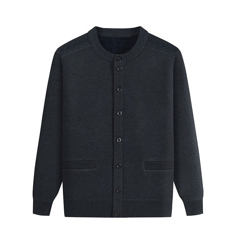 Men's Solid Color Padded Knit Button Cardigan