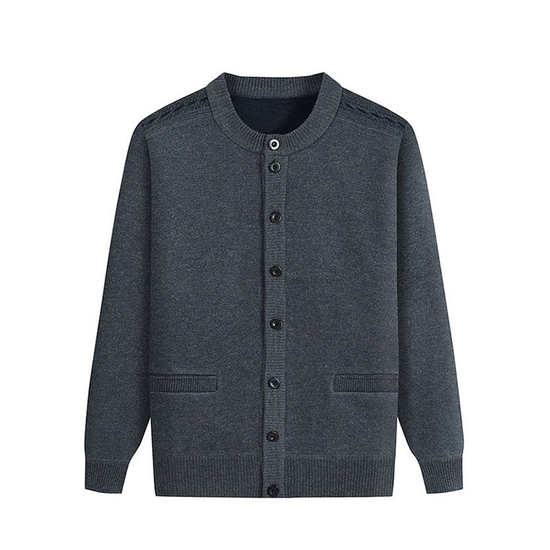 Men's Solid Color Padded Knit Button Cardigan