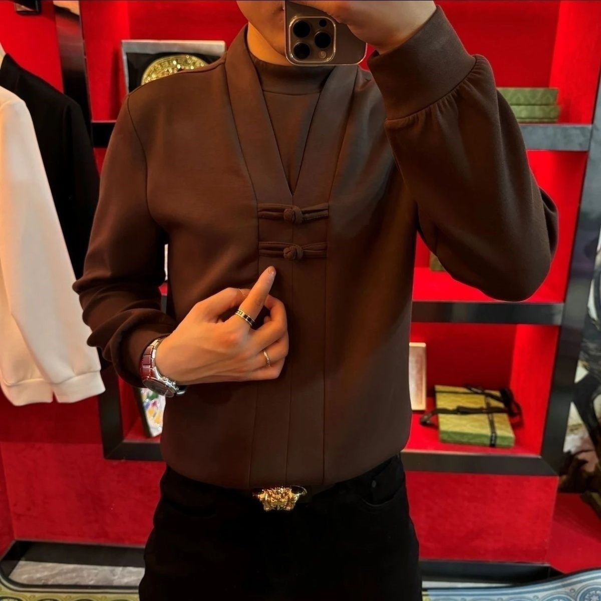 Men's Faux Two Piece Long Sleeve Top(50% OFF)