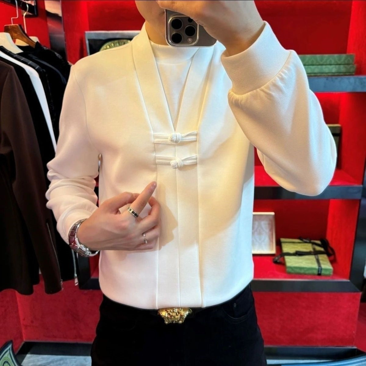 Men's Faux Two Piece Long Sleeve Top(50% OFF)