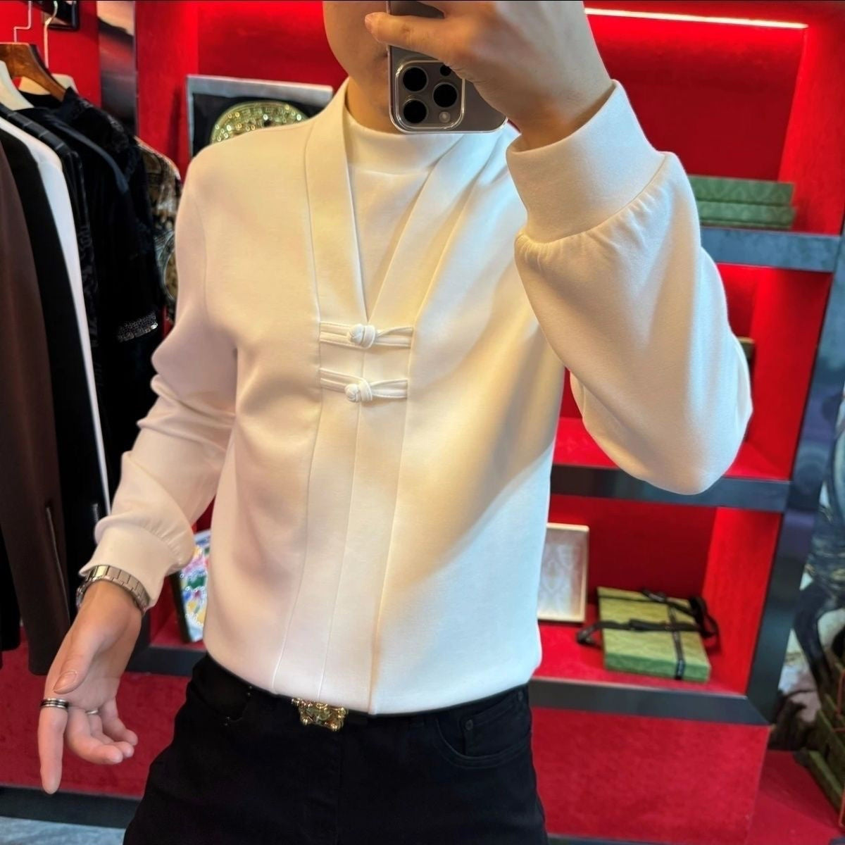 Men's Faux Two Piece Long Sleeve Top(50% OFF)