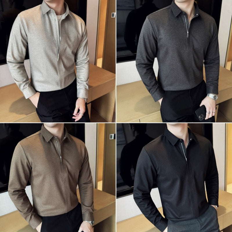 Men's Casual Solid Color Lapel Top(50% OFF)
