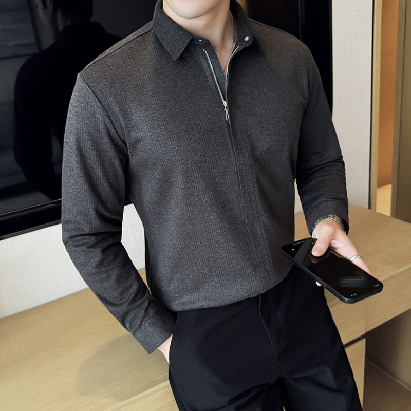 Men's Casual Solid Color Lapel Top(50% OFF)