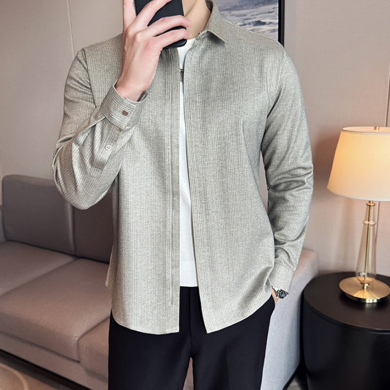 Men's Casual Solid Color Lapel Top(50% OFF)
