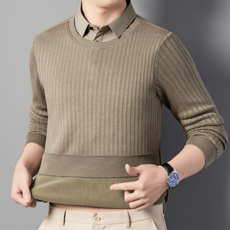 Men's Fake Two Piece Lapel Long-Sleeve Tops(50% OFF)