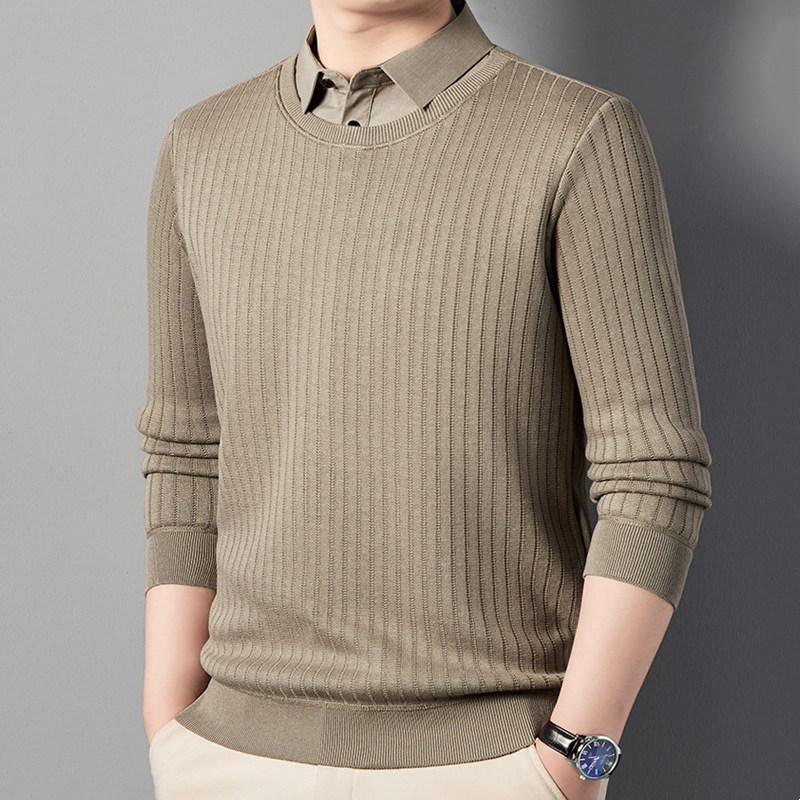 Men's Fake Two Piece Lapel Long-Sleeve Tops(50% OFF)