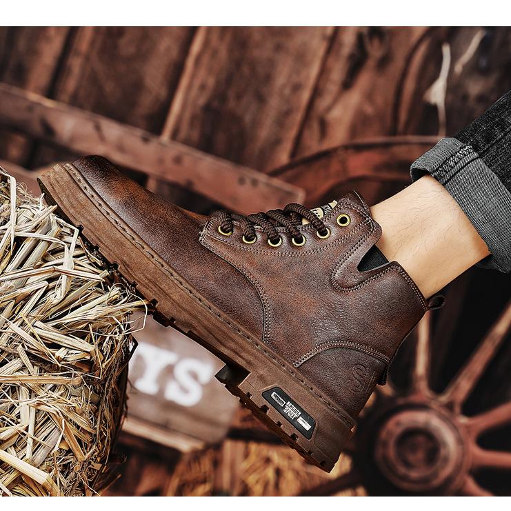 🎁✨Ideal gift - Vintage Leather Lace-up Boots For Men