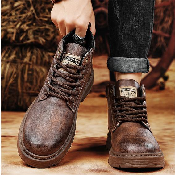 🎁✨Ideal gift - Vintage Leather Lace-up Boots For Men