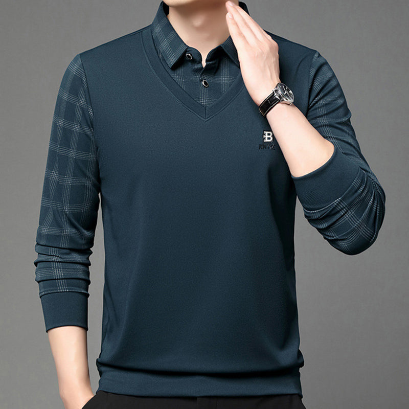 🔥Limited time 50% off🔥Men's fake two-part collar long-sleeved t-shirt