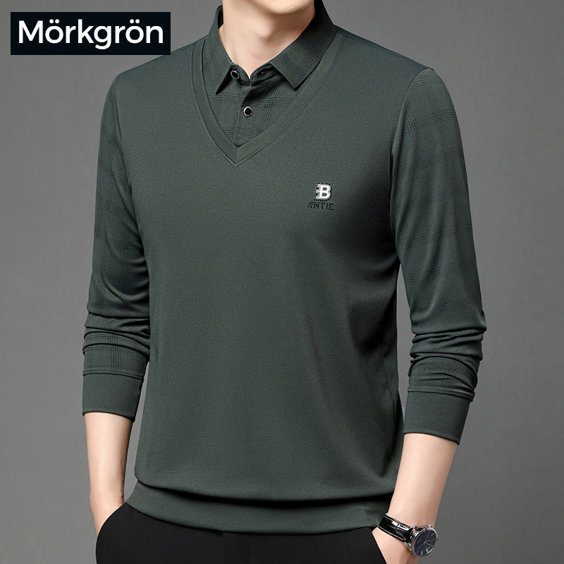 🔥Limited time 50% off🔥Men's fake two-part collar long-sleeved t-shirt