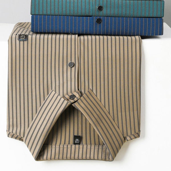 Men's Short Sleeve Striped Button-Down Shirt