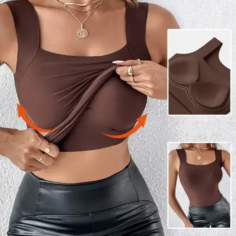 Shaping tank top with built-in bra