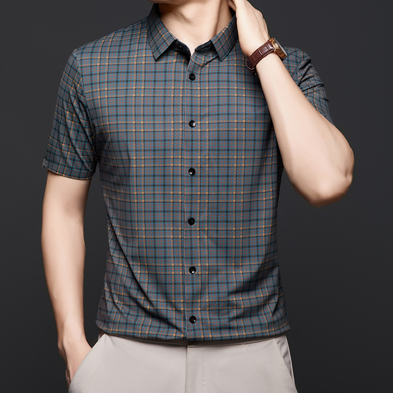 Men’s Casual Plaid Short Sleeve Shirt(50% OFF)
