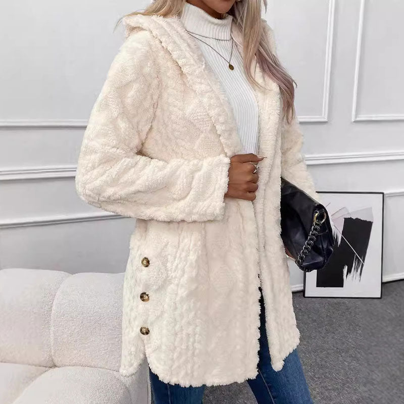 Women's Warm Diamond Pattern Hooded Jacket(50% OFF)