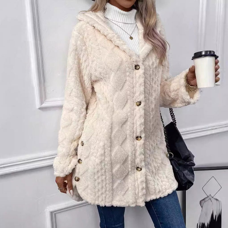 Women's Warm Diamond Pattern Hooded Jacket(50% OFF)