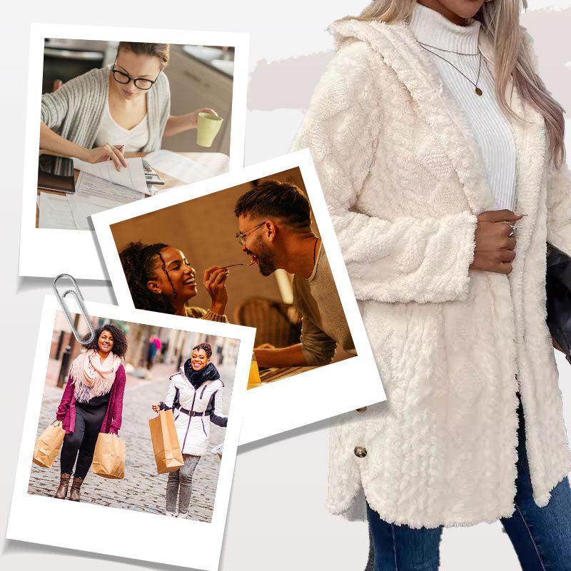 Women's Warm Diamond Pattern Hooded Jacket(50% OFF)