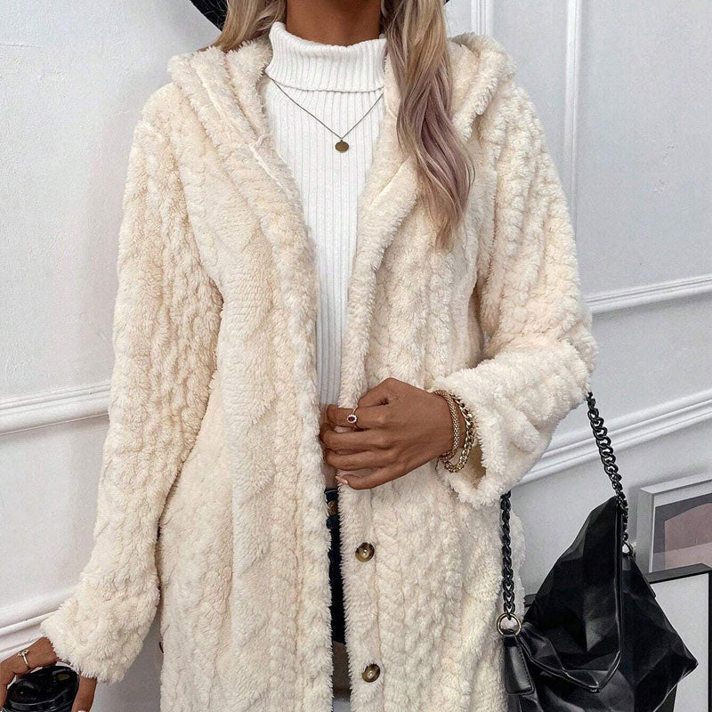 Women's Warm Diamond Pattern Hooded Jacket(50% OFF)