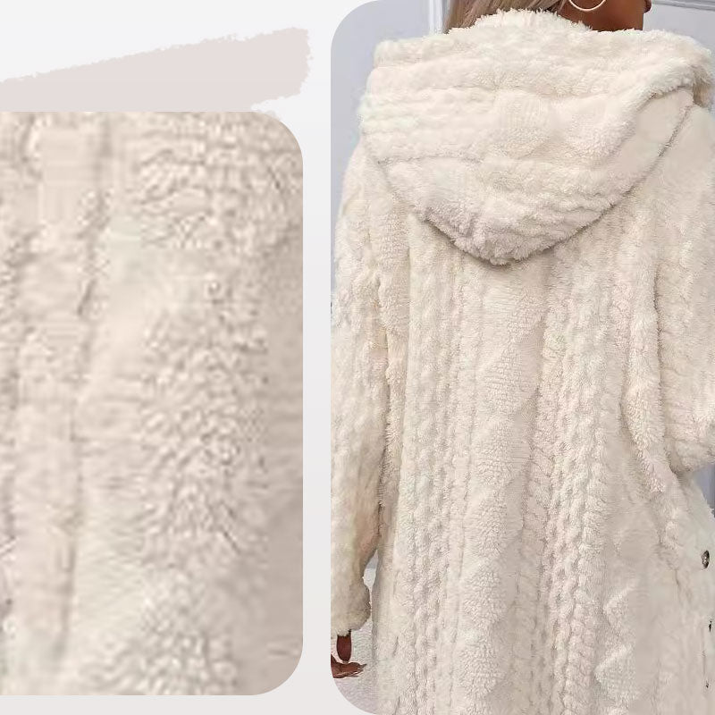 Women's Warm Diamond Pattern Hooded Jacket(50% OFF)