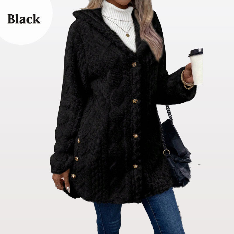 Women's Warm Diamond Pattern Hooded Jacket(50% OFF)