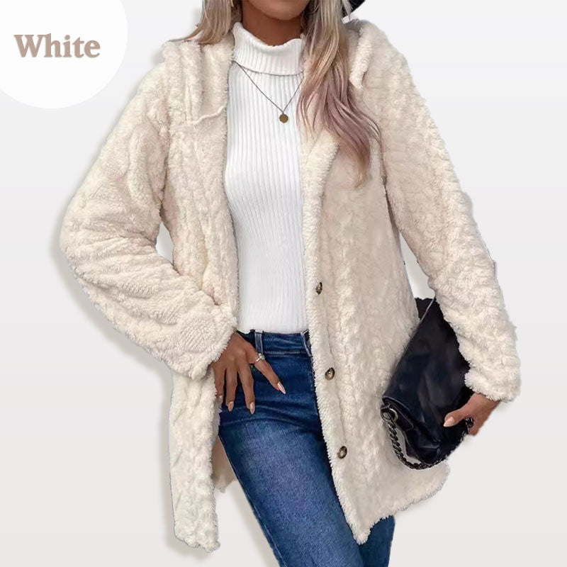 Women's Warm Diamond Pattern Hooded Jacket(50% OFF)
