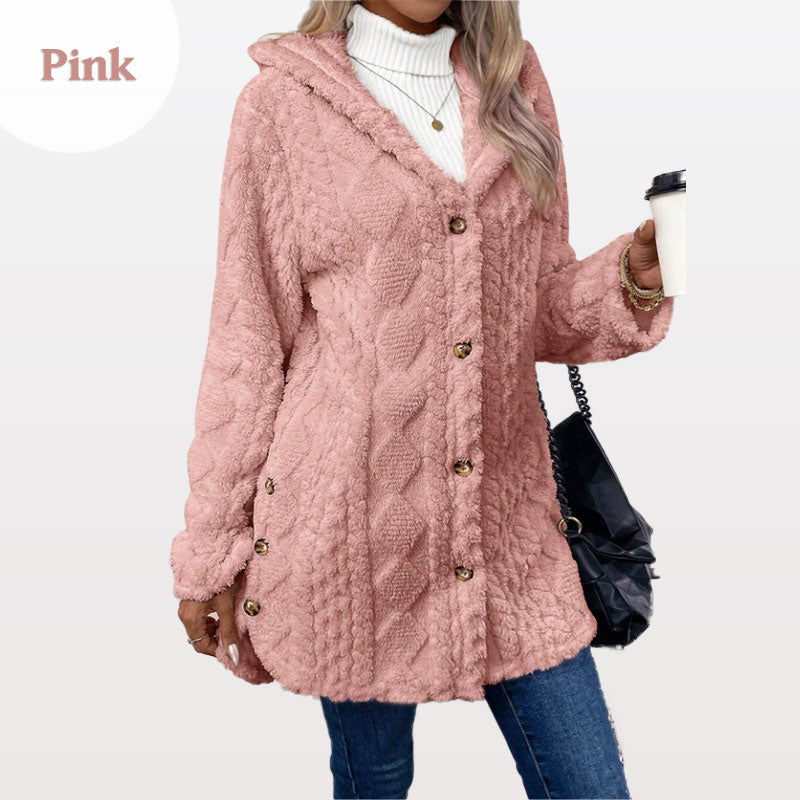 Women's Warm Diamond Pattern Hooded Jacket(50% OFF)