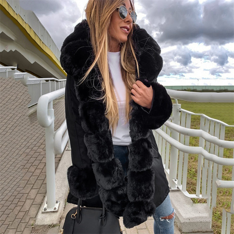 Women’s Parka Jacket with Removable Fluffy Trim (50% OFF)