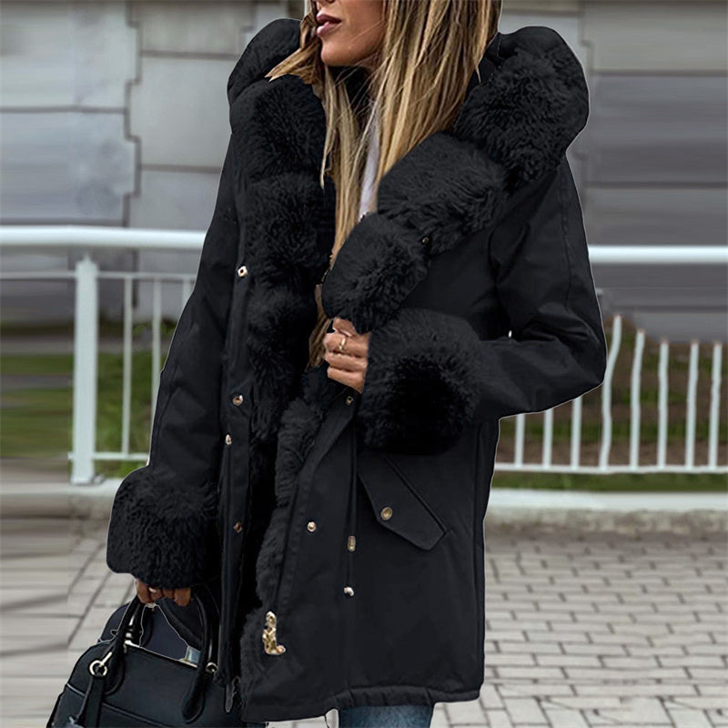Women’s Parka Jacket with Removable Fluffy Trim (50% OFF)