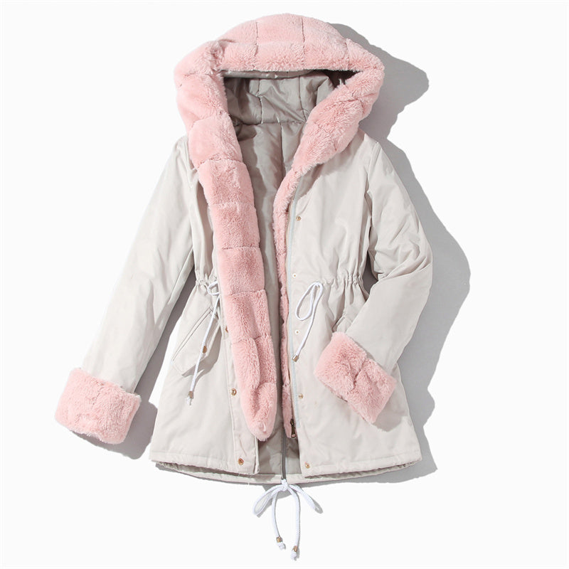 Women’s Parka Jacket with Removable Fluffy Trim (50% OFF)