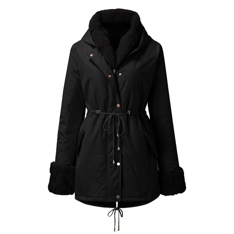 Women’s Parka Jacket with Removable Fluffy Trim (50% OFF)