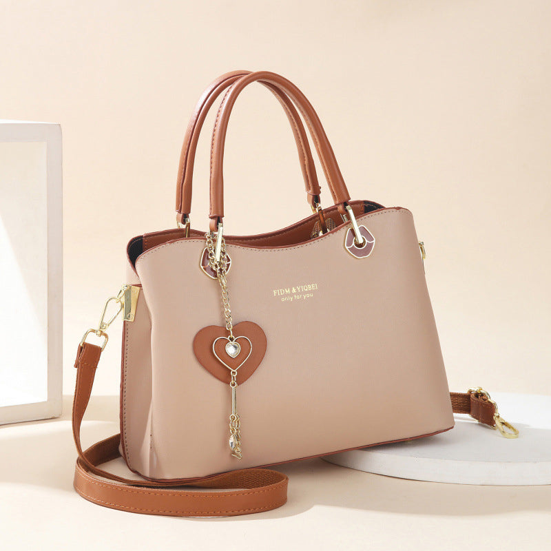 Elegant Women's Tote Bag With Shining Heart Charm