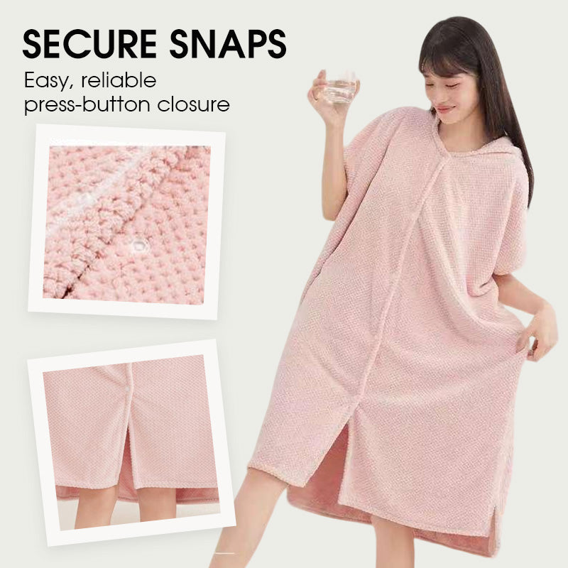 Women's Cosy Hooded Textured Grid Bathrobe(50% OFF)