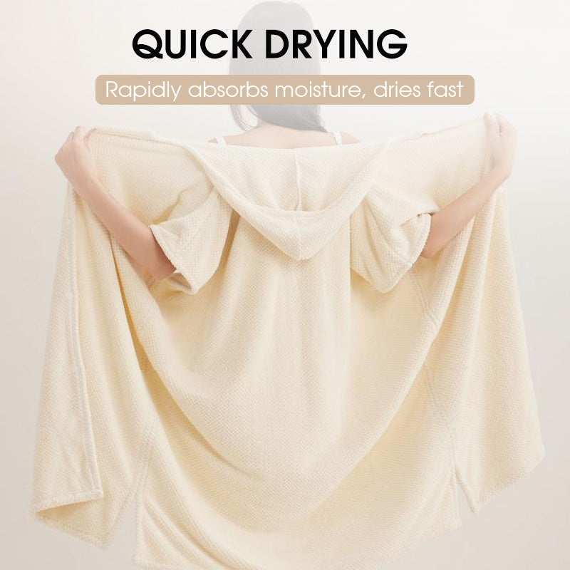 Women's Cosy Hooded Textured Grid Bathrobe(50% OFF)