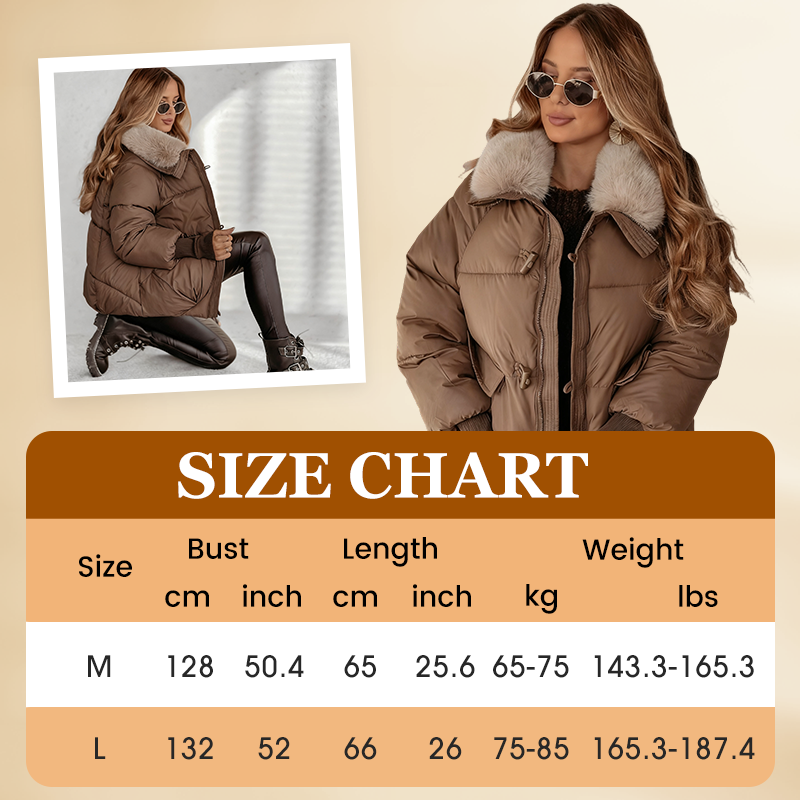 Women’s Stylish Short Down Jacket With Fluffy Collar