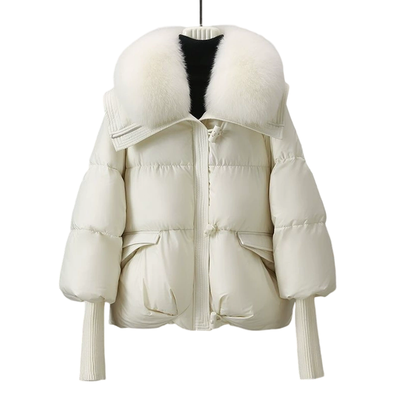 Women’s Stylish Short Down Jacket With Fluffy Collar