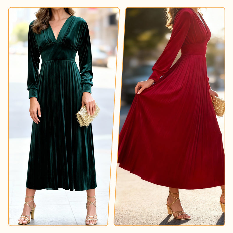 Women's Elegant V-Neck Waist- Cinching Dress (50% OFF)