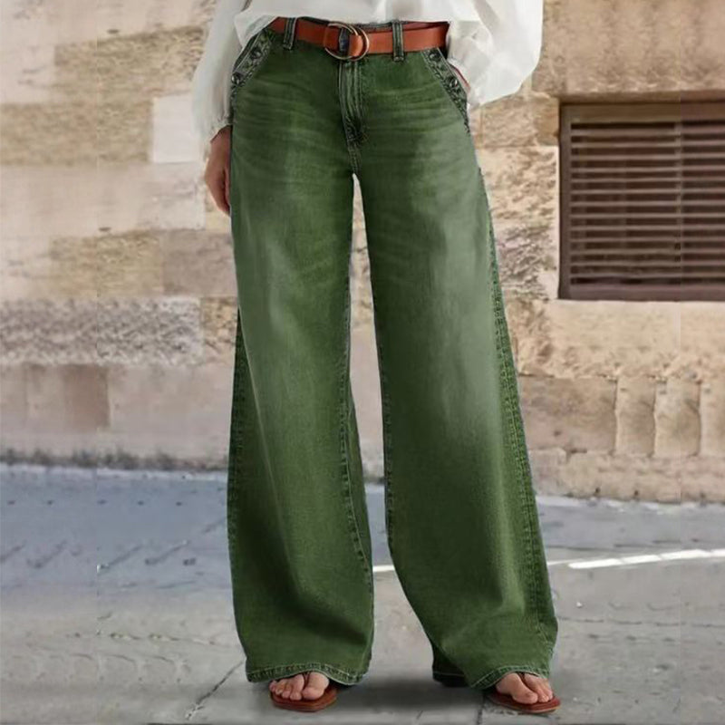 High-Waist Wide-Leg Jeans with Button Detail – Vintage Flair, Premium Washed Denim & Flattering Silhouette 👖✨