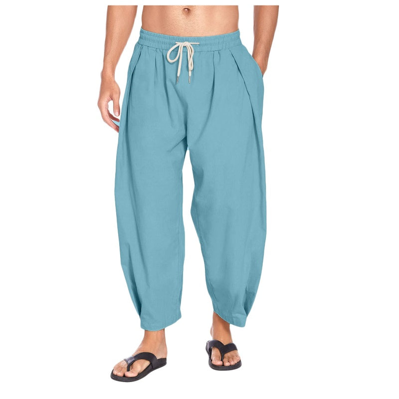 Men's Loose Fit Drawstring Casual Trousers