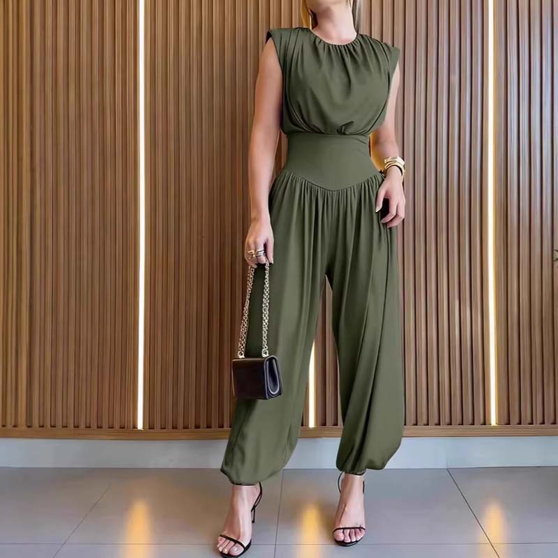 💎 -50% on Elegant High Waist Jumpsuit!💎 Padded Shoulders, Corset Waist & Dramatic High-Slit for a Powerful Statement✨