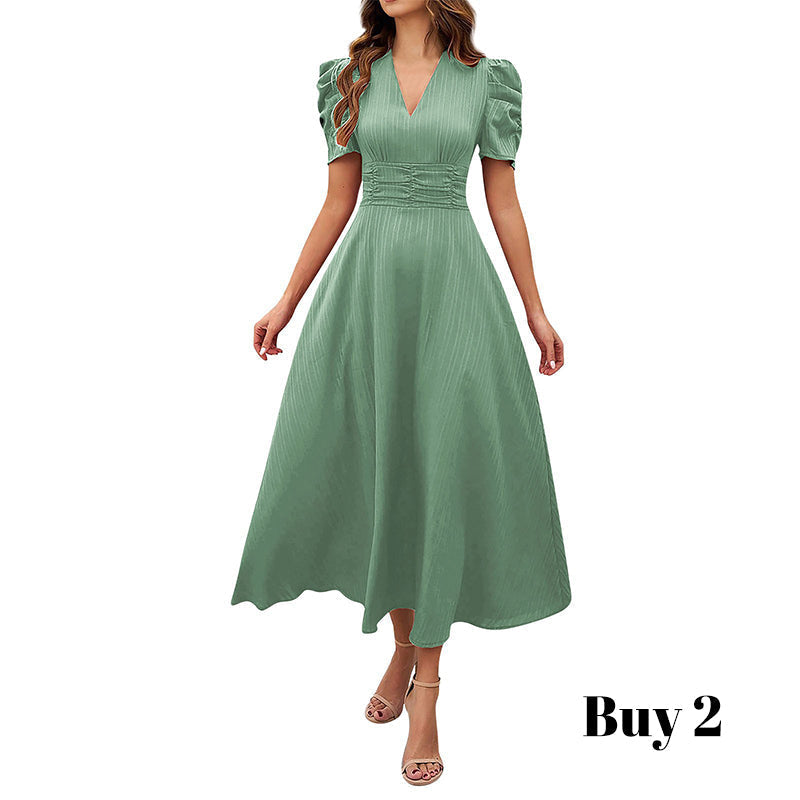 ๐ฅณ2026 HOT SALE๐ฅณ๐50K+ SOLD!๐ฅ๐๐ฟ 50% OFF! Elegant Puff Sleeve Dress โ V-neck & high waist create hourglass shape. Breathable, wrinkle-resistant. Perfect for mature women. ๐โ