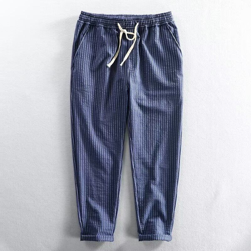 Men's Striped Linen Blend Casual Pants