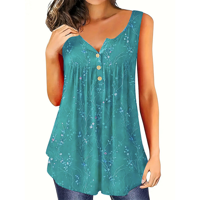 Women's Sleeveless Top with Button Detail