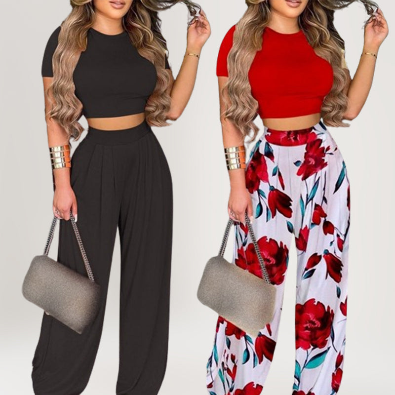 ๐ LIMITED-TIME 50% OFF! โจ Women's Two-Piece Set โ Fitted T-Shirt, Loose Pants, Casual ๐ธ